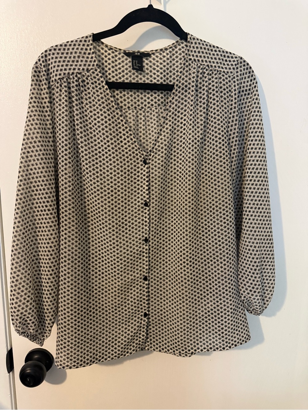 H&M Lightweight Printed Button Front Blouse